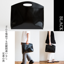 画像をギャラリービューアに読み込む, 14/16インチのPCがすっぽり入る本革ミニマルバッグ Flat minimal leather bag
