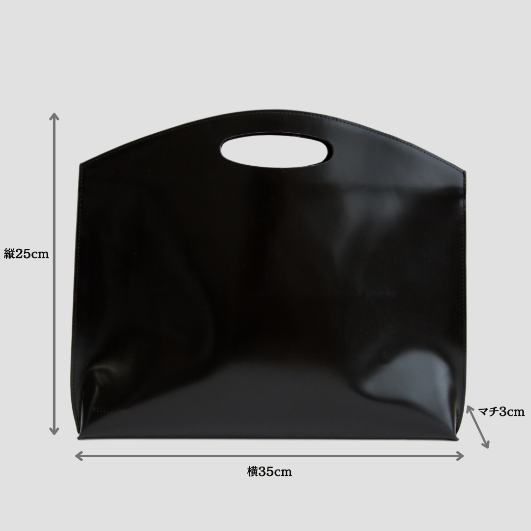 16インチPCが入るFlat minimal leather bag BLACK - ビジネスバッグ